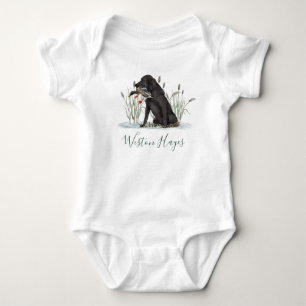 Preppy Southern Green Duck Dog Boy Baby Shower Baby Bodysuit