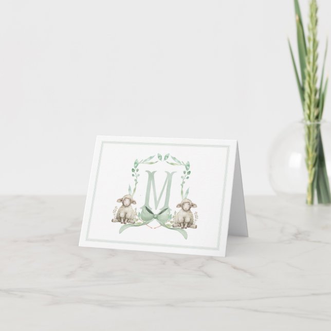 Preppy Southern Green Lamb Thank You Card (Front)