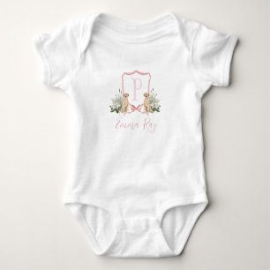 Preppy Southern Pink Dog Girl Baby Shower Baby Bodysuit