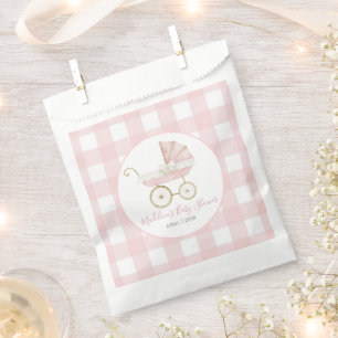 Preppy Southern Pink Girl Carriage Baby Shower Favor Bag