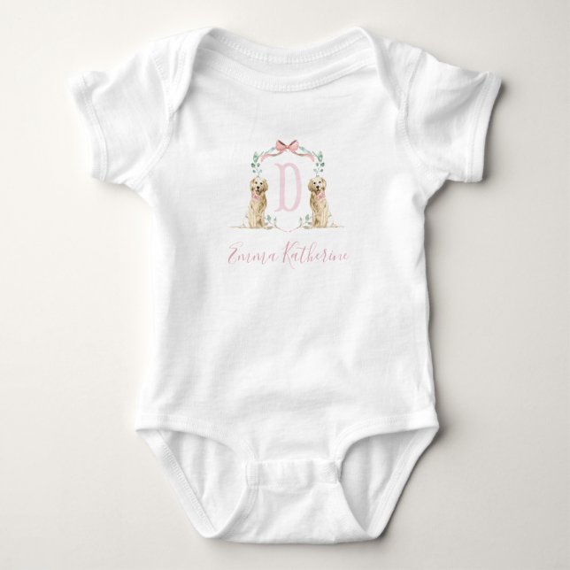 Preppy Southern Pink Girl Dog Baby Shower Baby  Baby Bodysuit (Front)