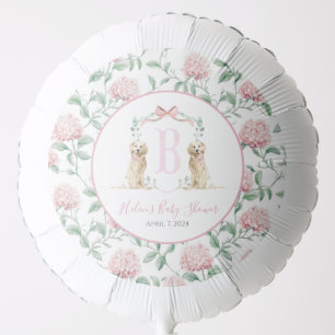 Preppy Southern Pink Girl Dog Baby Shower Balloon