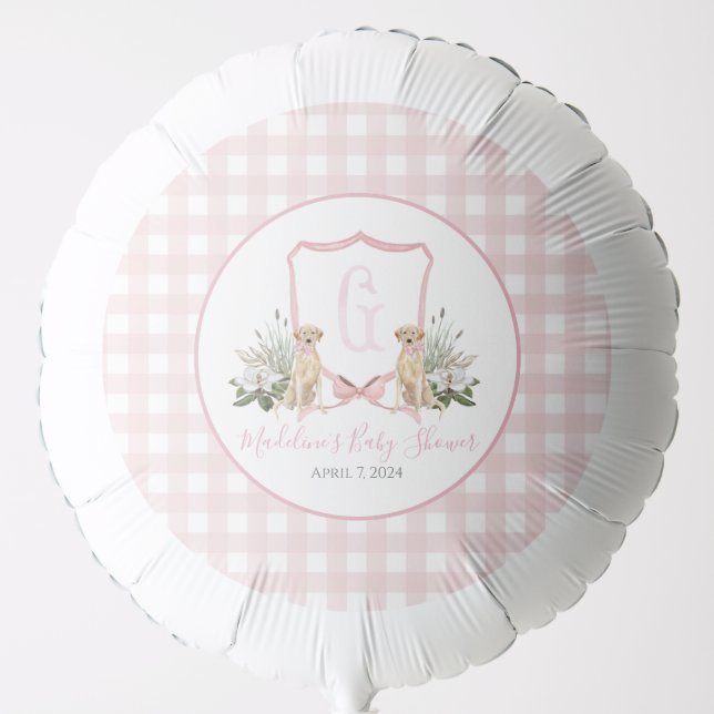 Preppy Southern Pink Girl Dog Baby Shower Balloon (Front)