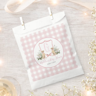 Preppy Southern Pink Girl Dog Baby Shower Favor Bag
