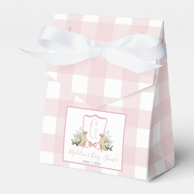 Preppy Southern Pink Girl Dog Baby Shower Favor Boxes (Front Side)