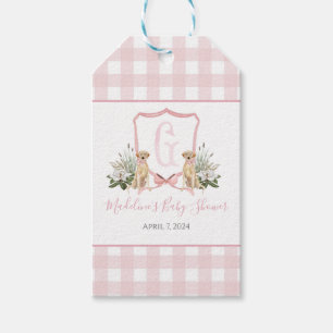 Preppy Southern Pink Girl Dog Baby Shower Gift Tags