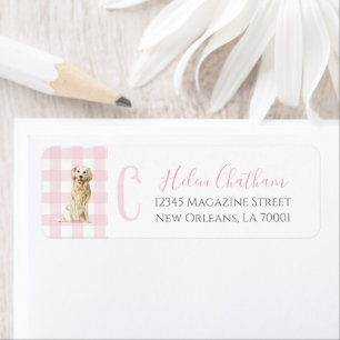 Preppy Southern Pink Girl Dog Baby Shower Label