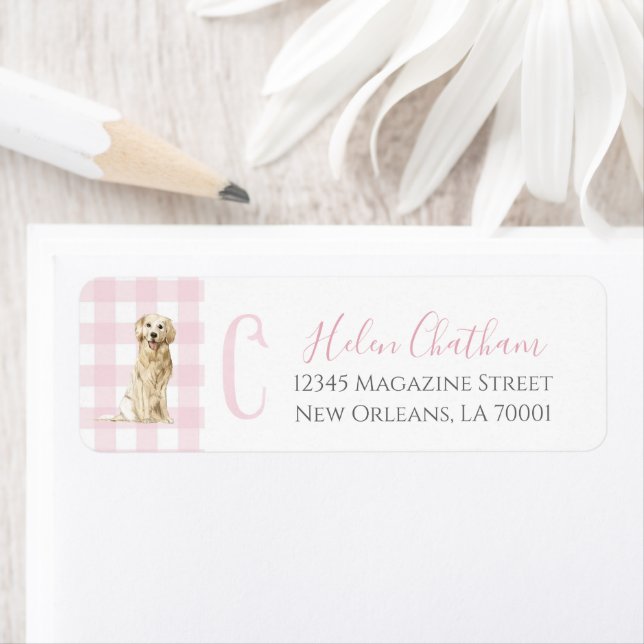 Preppy Southern Pink Girl Dog Baby Shower Label (Insitu)