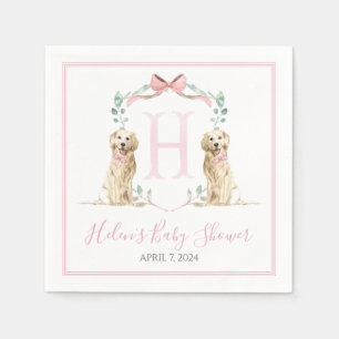 Preppy Southern Pink Girl Dog Baby Shower Napkins