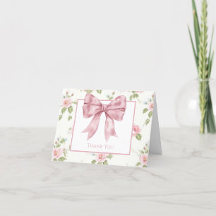 Preppy Southern Pink Girl Floral Thank You Card