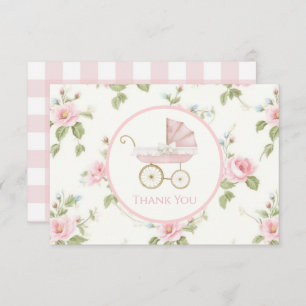 Preppy Southern Pink Girl Floral Thank You Card