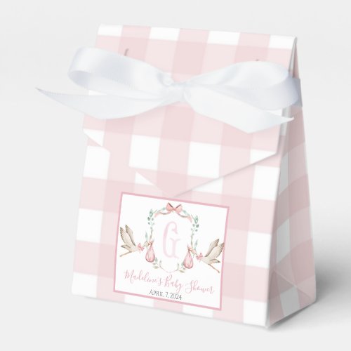 Preppy Southern Pink Girl Stork Baby Shower Favor Boxes