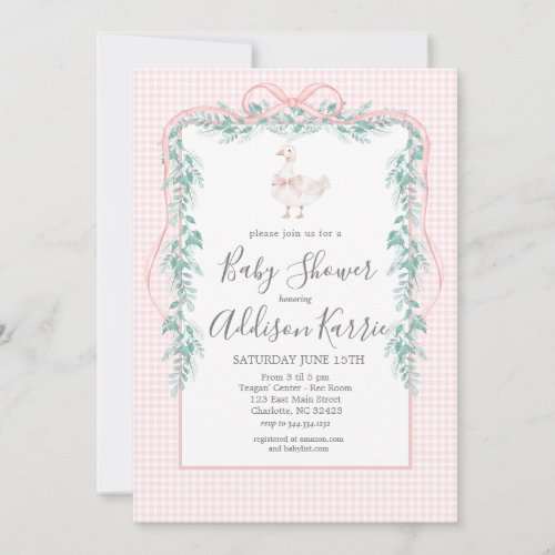 Preppy Southern silly goose baby shower invite