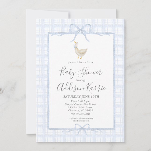 Preppy Southern silly goose boy baby shower invite (Front)