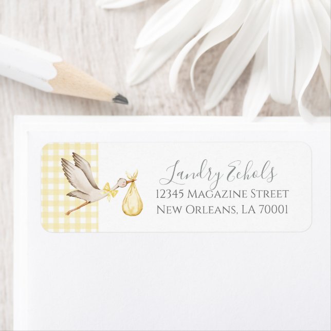 Preppy Southern Yellow Stork Address Labels (Insitu)