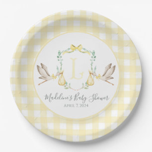 Preppy Southern Yellow Stork Baby Shower Paper Plates