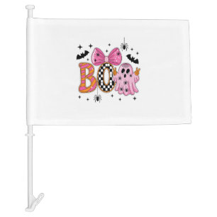 Preppy Spooky Halloween Boo Car Flag