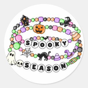 Preppy Spooky Season Halloween Friendship Bracelet Classic Round Sticker
