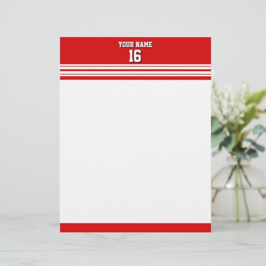 Preppy Sporty Red with White Stripes Team Jersey (Standing Front)