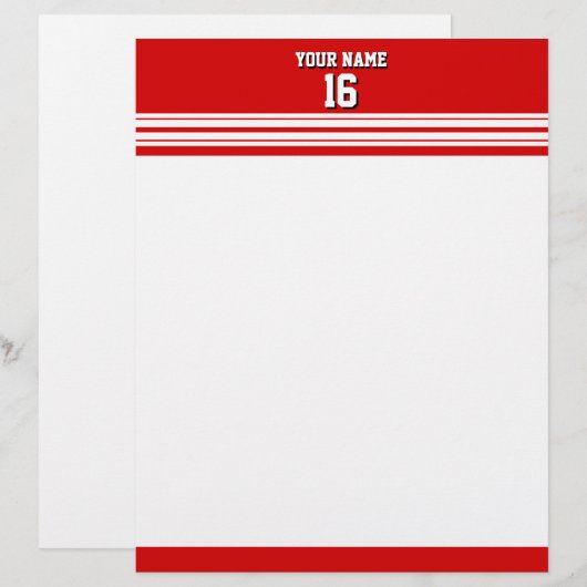 Preppy Sporty Red with White Stripes Team Jersey (Front/Back)