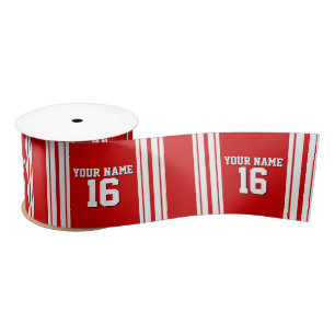 Preppy Sporty Red with White Stripes Team Jersey Satin Ribbon
