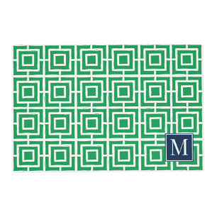 Preppy Square Lattice Monogram – Green & Navy Placemat