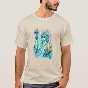 Preppy Statue of Liberty Iced Coffee T-Shirt