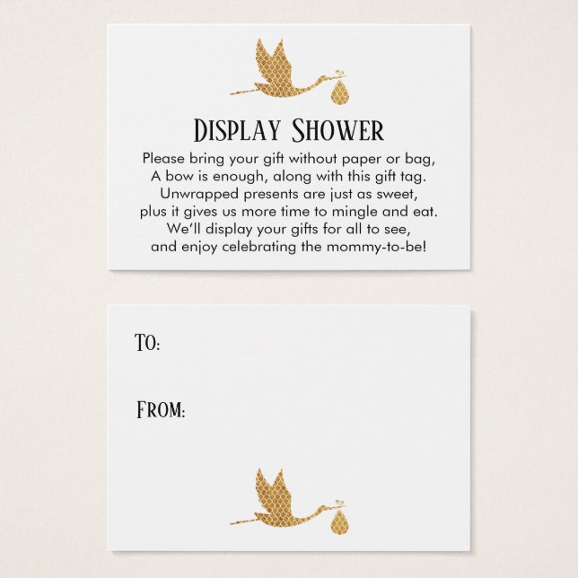 Preppy Stork Display Baby Shower Insert Gift Card (Front & Back)