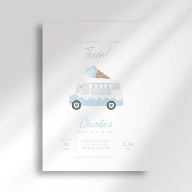 Preppy Stripe Ice Cream Truck Birthday Invitation (Creator Uploaded)