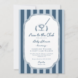 Preppy Stripe New to the Club Golf Baby Shower Invitation