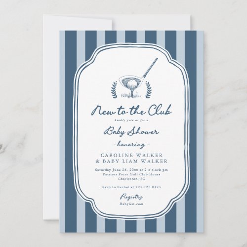 Preppy Stripe New to the Club Golf Baby Shower