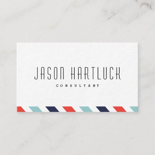 Preppy stripe orange and blue modern business card