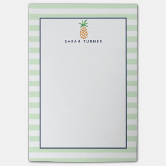 Preppy Stripe Pineapple Personalized Post-it® Notes