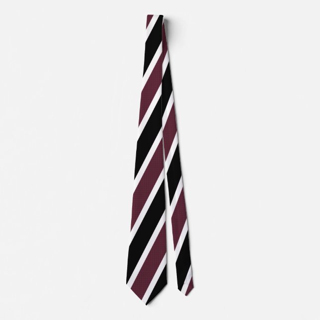 Preppy Stripe Tie - Maroon, Black & White (Front)