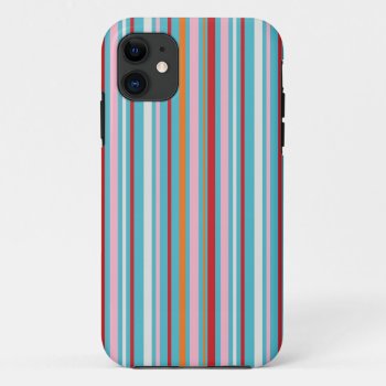Preppy Striped Multicolored Stripes Stripe Pattern Iphone 11 Case by iBella at Zazzle