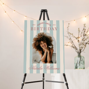 Preppy Stripes 30th Birthday Party Welcome Photo Foam Board