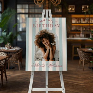 Preppy Stripes 30th Birthday Party Welcome Photo Foam Board