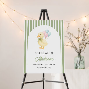Preppy Stripes Cute Duck Kids Birthday Welcome  Foam Board