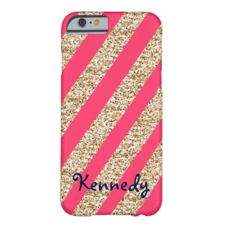 Preppy Stripes in Gold Glitter Barely There iPhone 6 Case