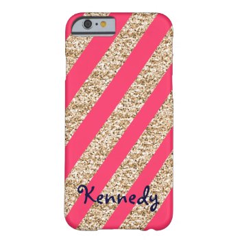 Preppy Stripes In Gold Glitter Barely There Iphone 6 Case by Jmariegarza at Zazzle