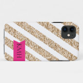 Preppy Stripes in Gold Glitter Case-Mate iPhone Case (Back (Horizontal))