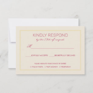 Preppy Stripes Lemon Yellow WEDDING meal option Invitation