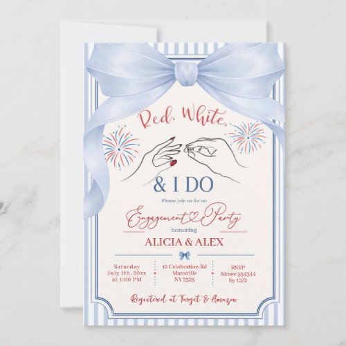 Preppy Stripes Memorial Day Red White and Due Baby Invitation