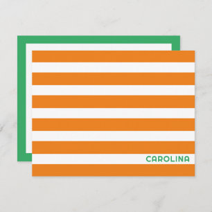 Preppy Stripes Orange & Bright Green Cute Girly Note Card