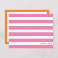 Preppy Stripes Pink & Orange Cute Girly