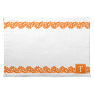 Preppy Summer Citrus Orange Slice Border Cloth Placemat