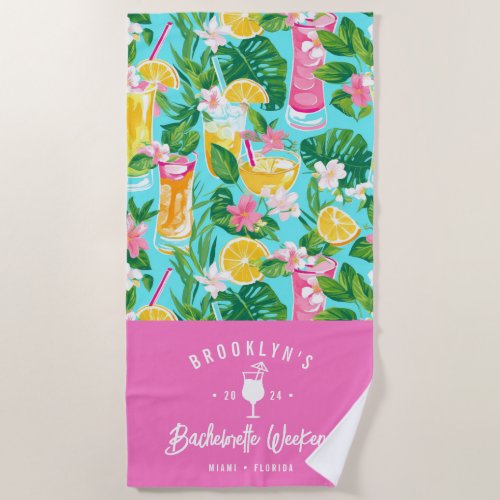 Preppy Summer Cocktail  Bachelorette Weekend Beach Towel