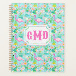 Preppy Summer Flamingo | Monogram Planner<br><div class="desc">This planner design features a preppy flamingo summer print. You can personalize with your monogram.</div>