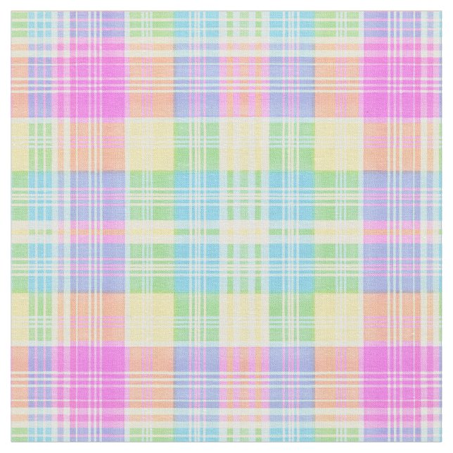 preppy summer plaid pastels watercolor fabric (Close Up)