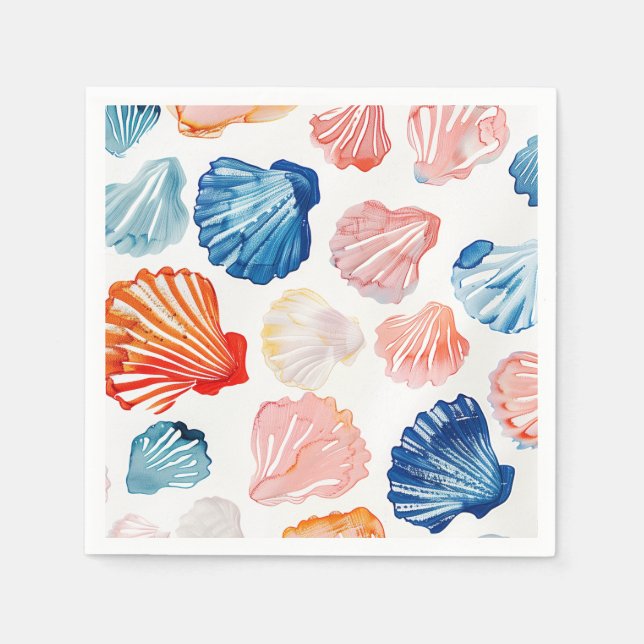  Preppy Summer Seashell Cocktail Napkins (Front)